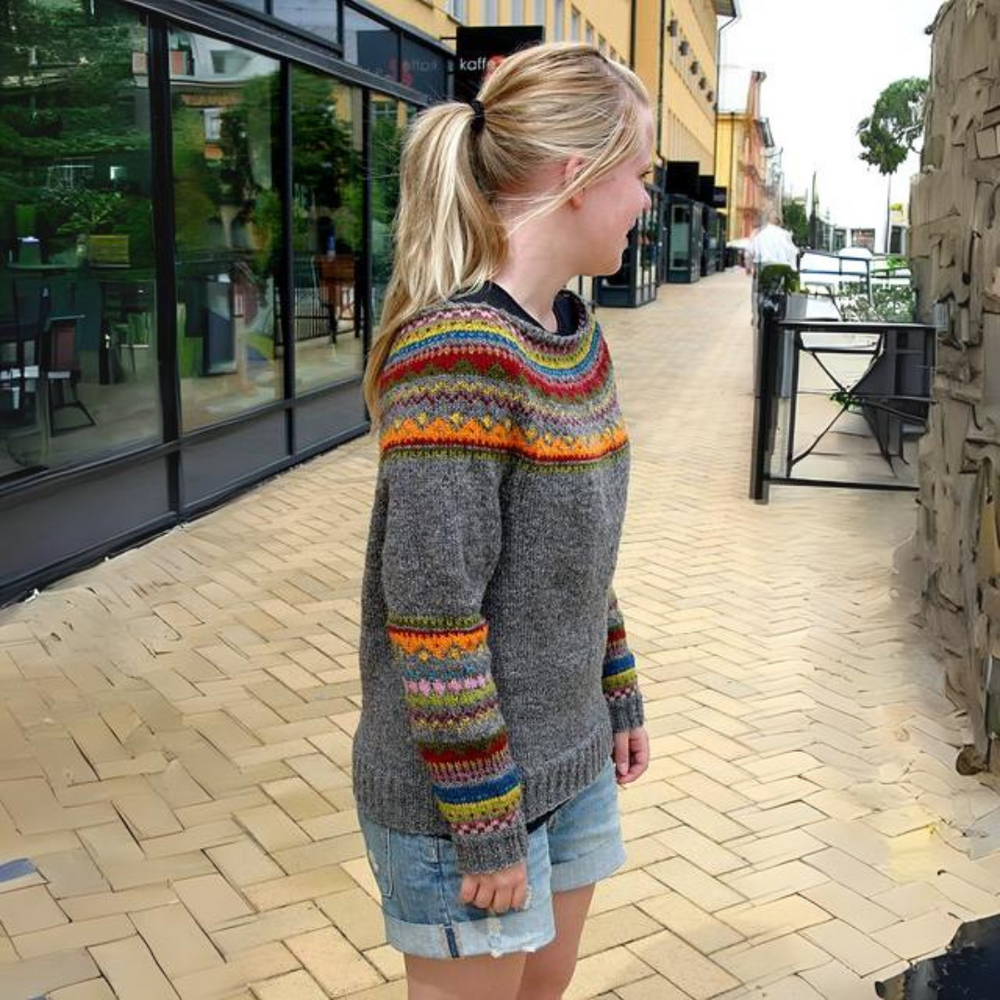 CALORA_ Dames ronde hals kleurblok losse pullover trui
