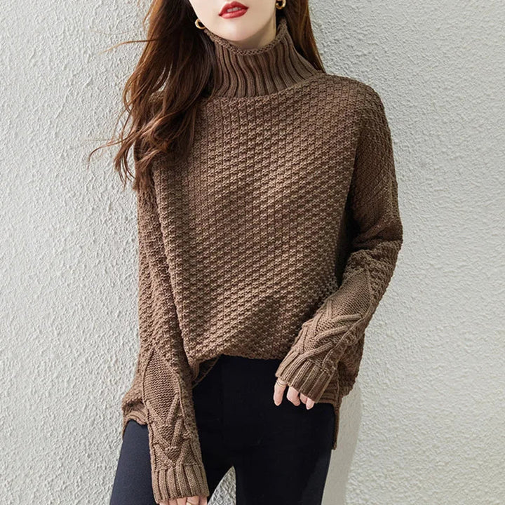 CALORA_ Dames winter losse gebreide trui verdikte top