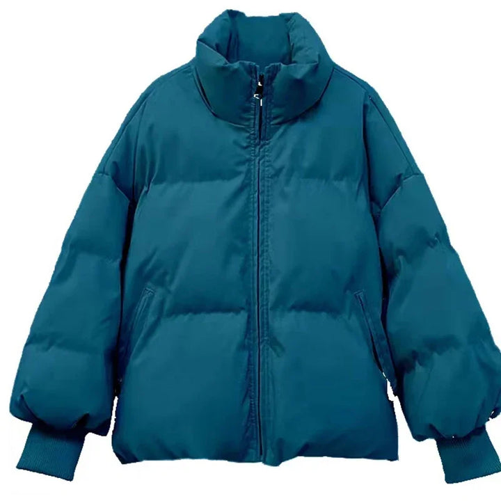 CALORA_ Dames winterpufferjas met rits en inkeping in de hals