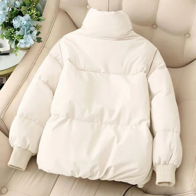CALORA_ Dames winterpufferjas met rits en inkeping in de hals