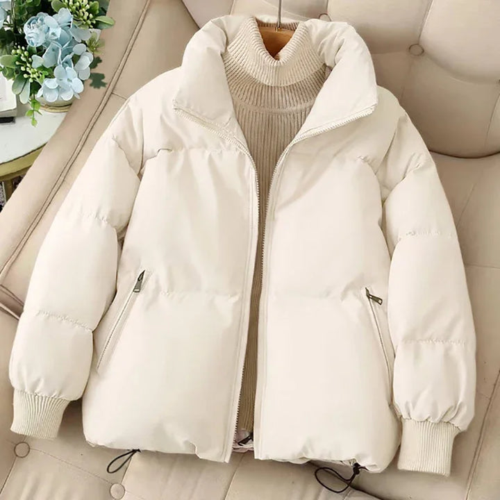 CALORA_ Dames winterpufferjas met rits en inkeping in de hals