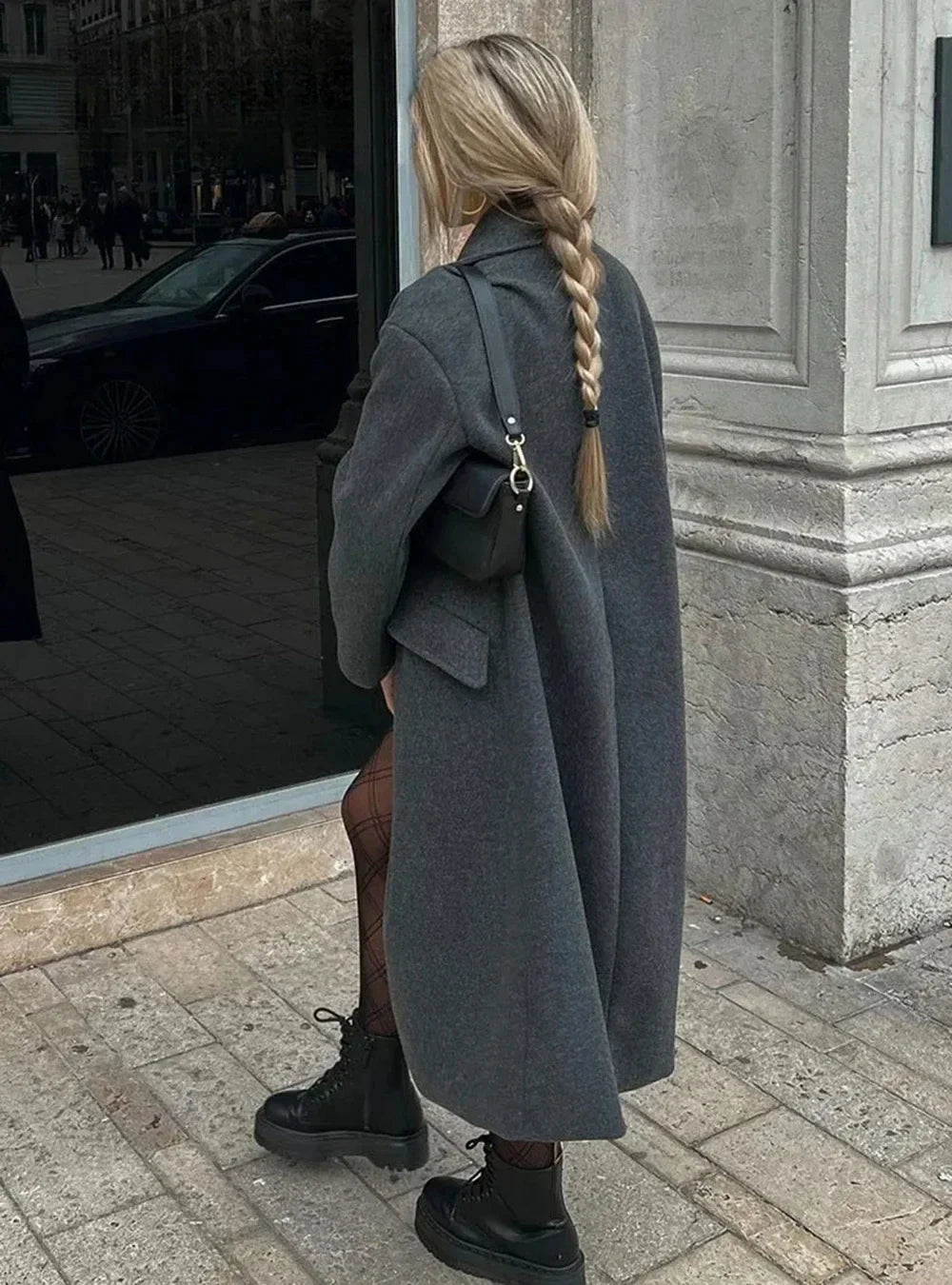 CALORA_ Dames Trenchcoat met Dubbele Rij Knopen en Revers voor Vrouwen