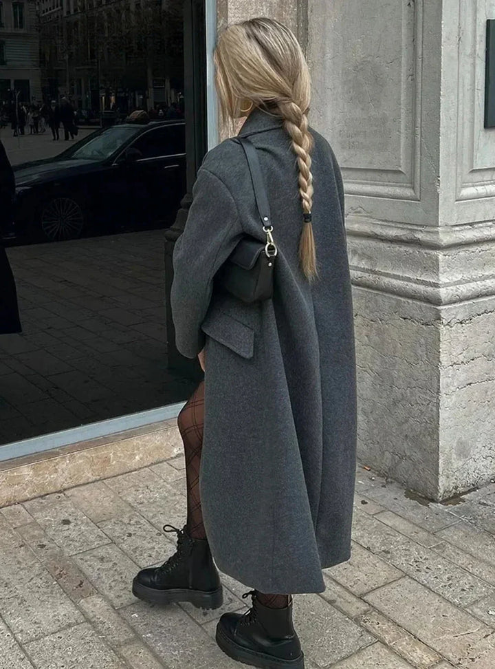 CALORA_ Dames Trenchcoat met Dubbele Rij Knopen en Revers voor Vrouwen