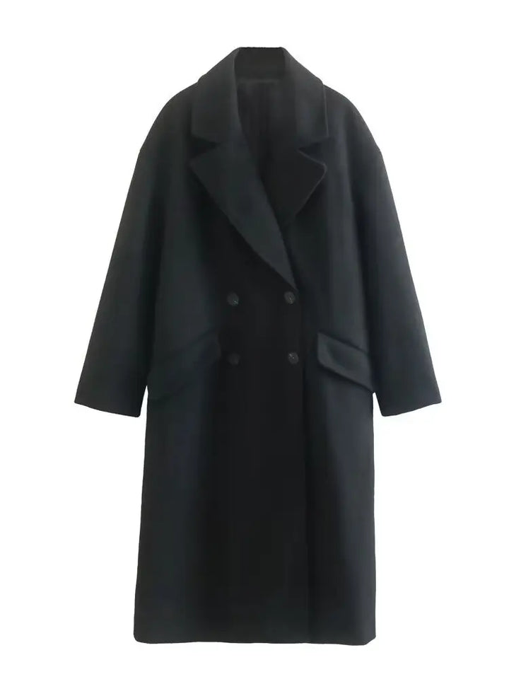 CALORA_ Dames Trenchcoat met Dubbele Rij Knopen en Revers voor Vrouwen