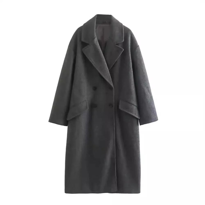 CALORA_ Dames Trenchcoat met Dubbele Rij Knopen en Revers voor Vrouwen