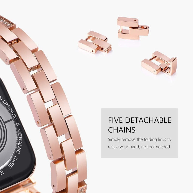 CALORA_ Diamanten Schakelarmband voor Apple Watch met Luxe Design