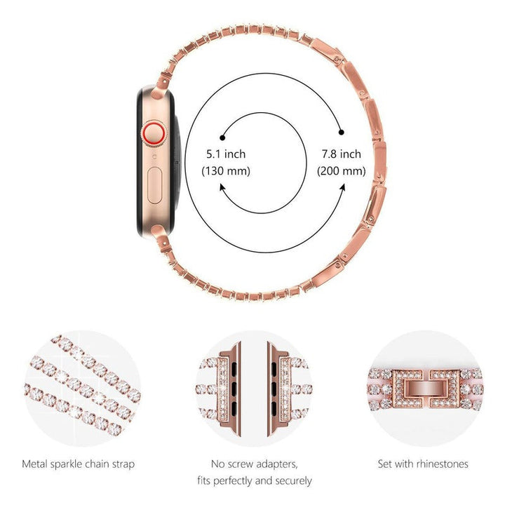 CALORA_ Diamanten Schakelarmband voor Apple Watch met Luxe Design