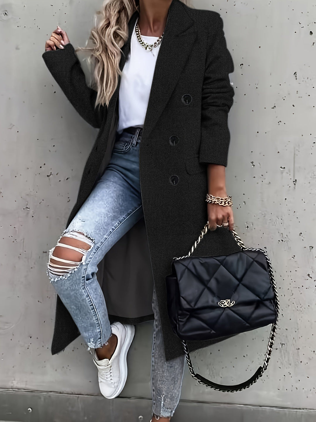 CALORA_ Diane | Elegante trenchcoat met knopen voor dames