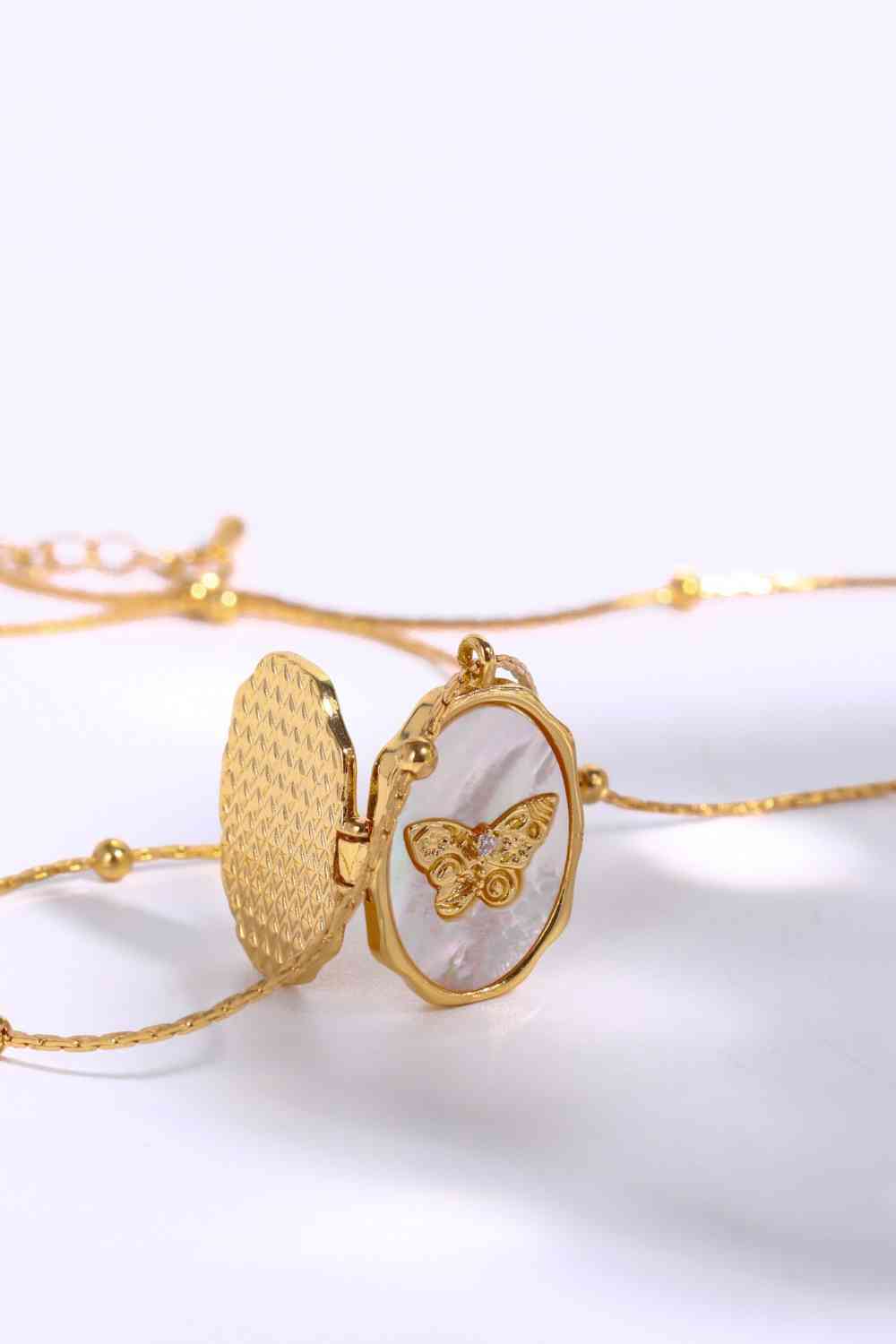 CALORA_ Éclat | Vintage Vlinder Ontwerp Medaillon Ketting met Strass