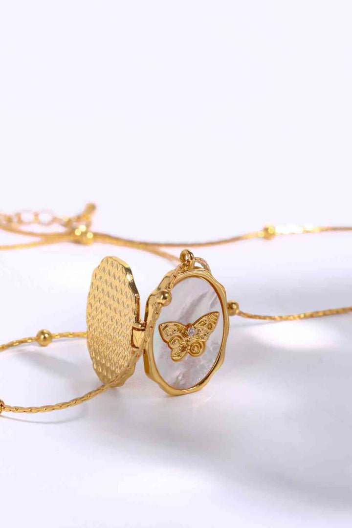 CALORA_ Éclat | Vintage Vlinder Ontwerp Medaillon Ketting met Strass