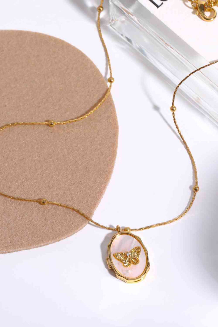 CALORA_ Éclat | Vintage Vlinder Ontwerp Medaillon Ketting met Strass