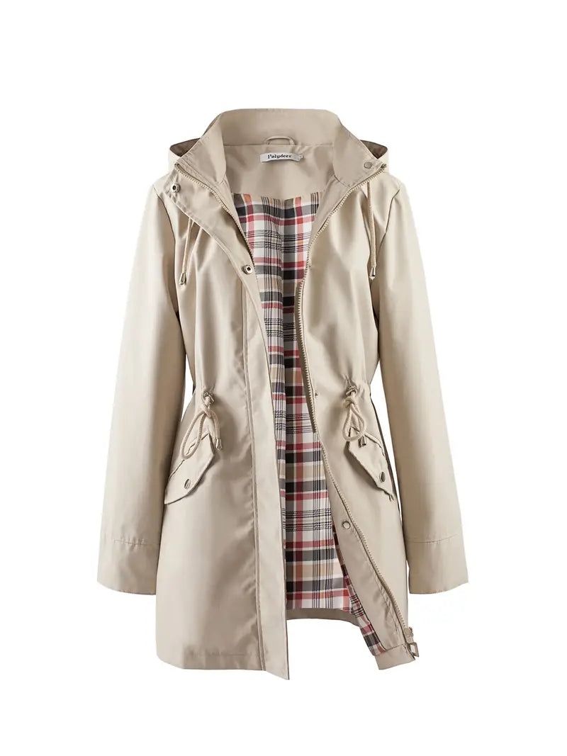 CALORA_ Elara | Casual winddichte trenchcoat met capuchon