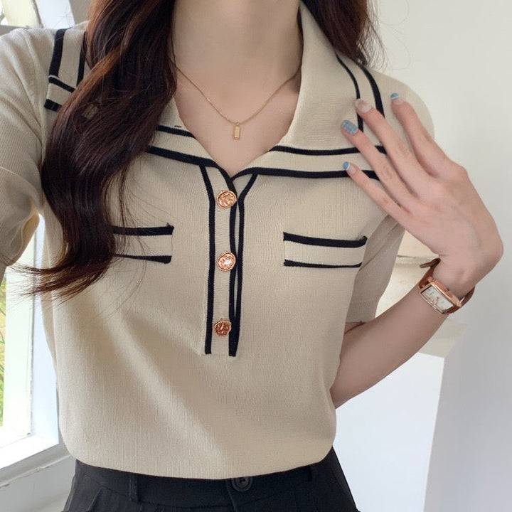 CALORA_ Elegante Button-Up Polo met Knopen voor Dames