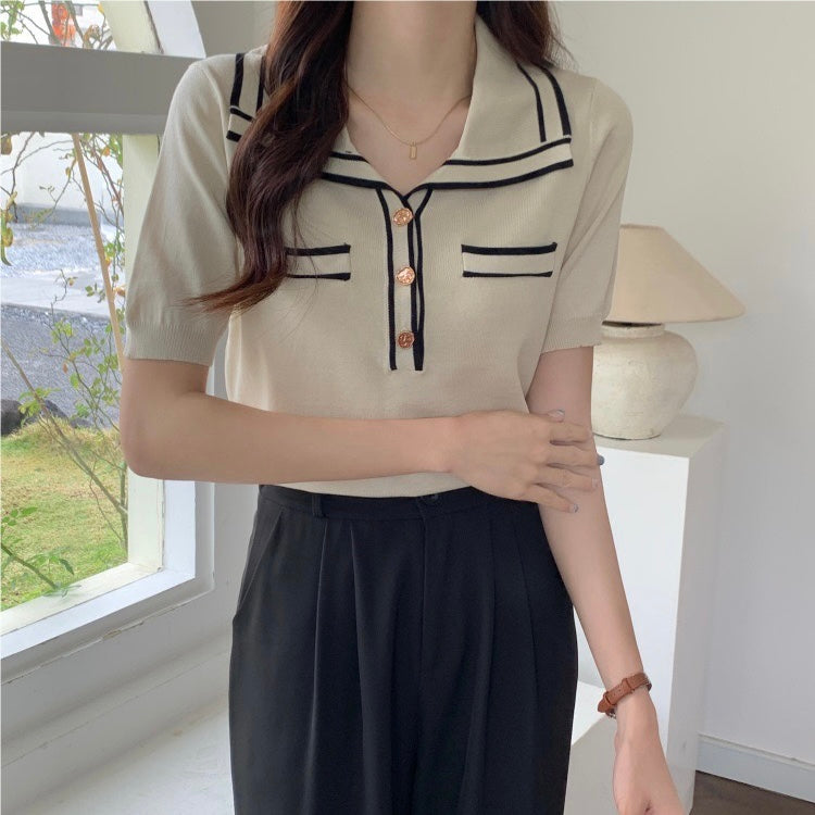 CALORA_ Elegante Button-Up Polo met Knopen voor Dames