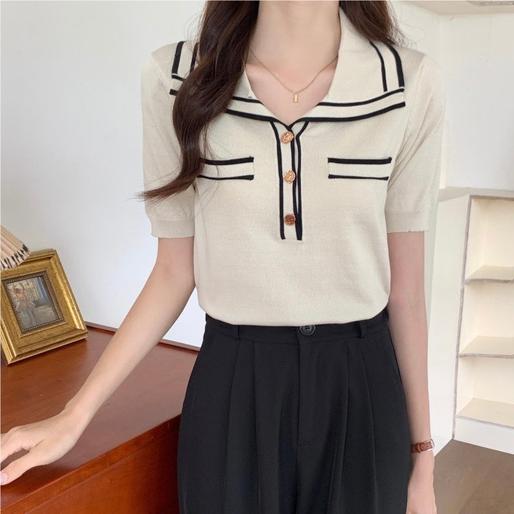 CALORA_ Elegante Button-Up Polo met Knopen voor Dames