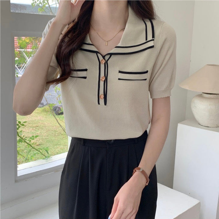 CALORA_ Elegante Button-Up Polo met Knopen voor Dames