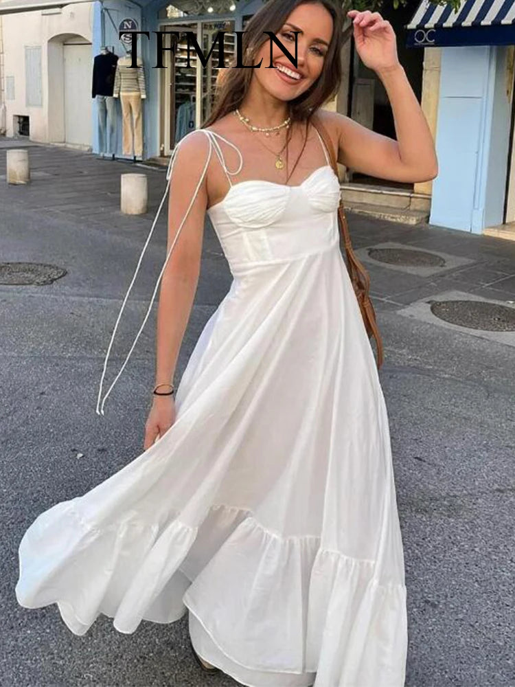 CALORA_ Elegante Dames Lange A Lijn Jurk Met Volants En Rits