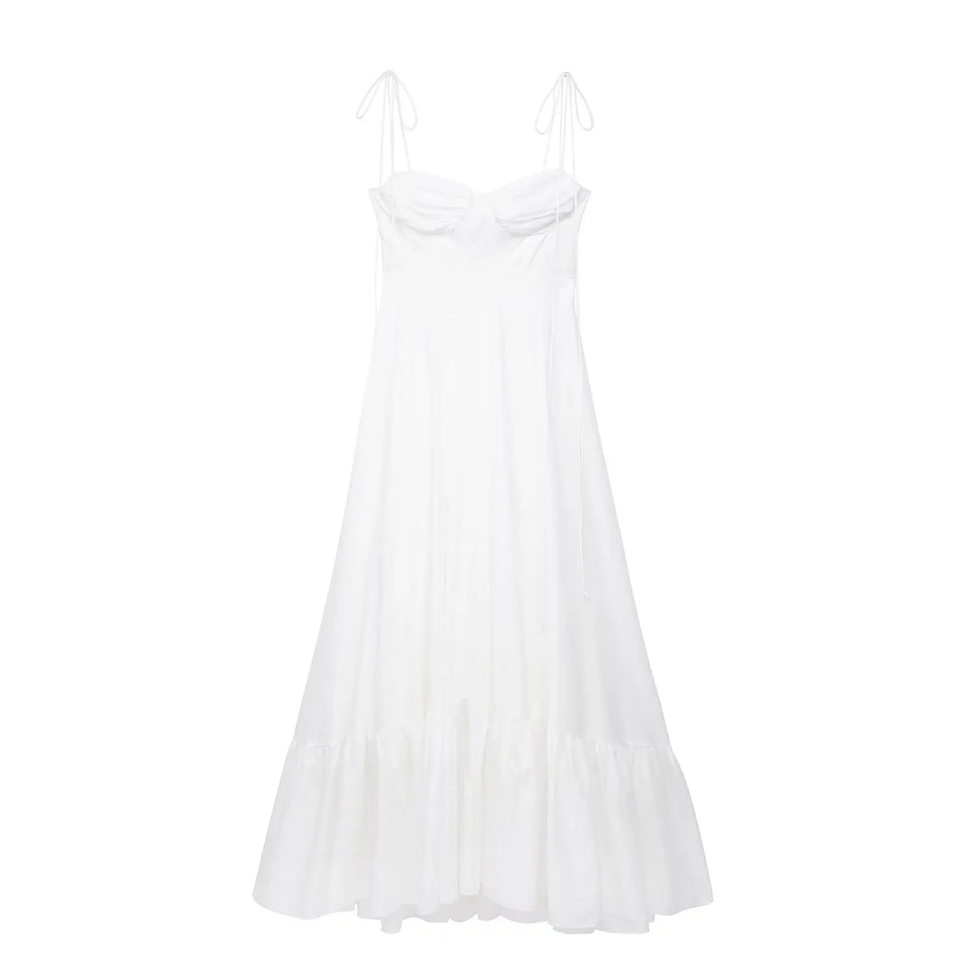 CALORA_ Elegante Dames Lange A Lijn Jurk Met Volants En Rits