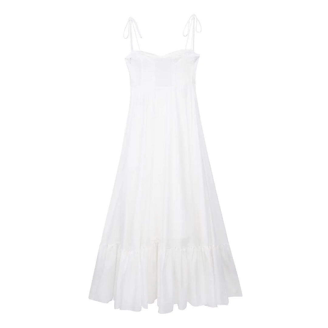 CALORA_ Elegante Dames Lange A Lijn Jurk Met Volants En Rits
