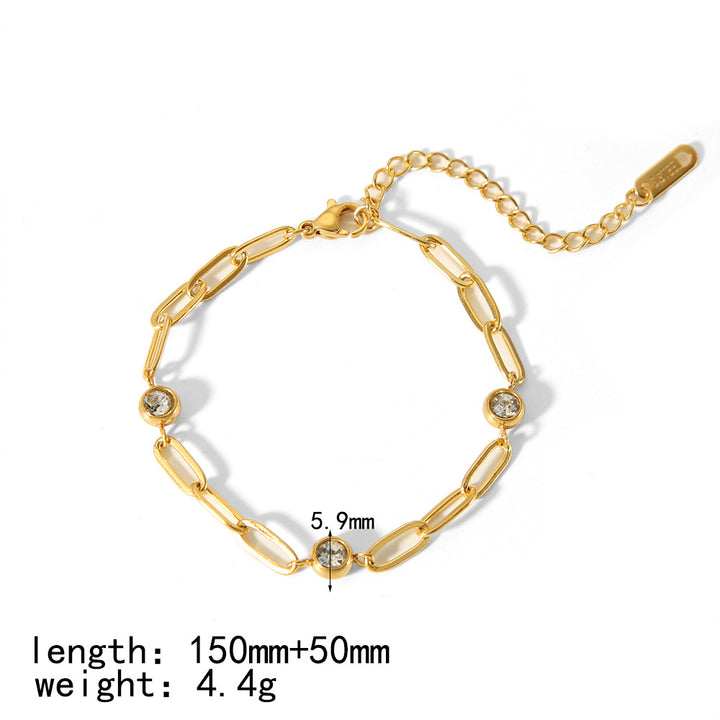CALORA_ Elegante Geometrische Armband van 18K Verguld Roestvrij Staal met Zirkoon