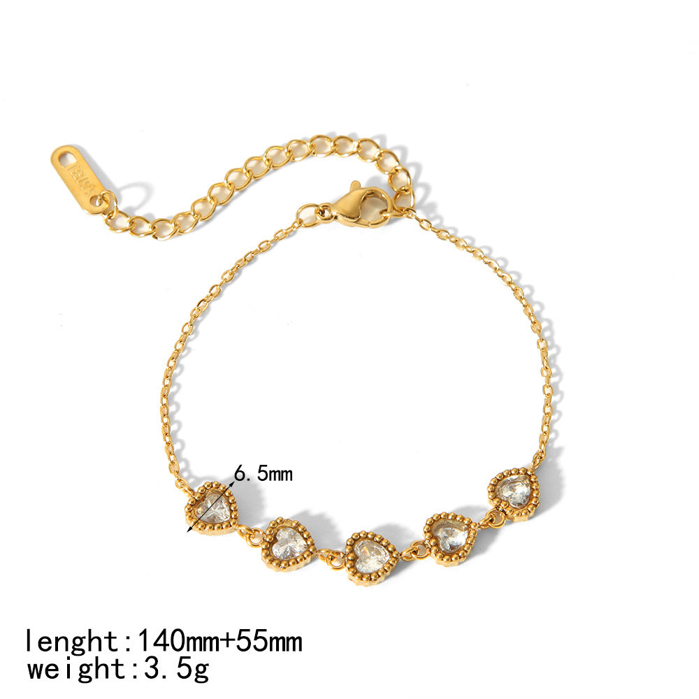 CALORA_ Elegante Geometrische Armband van 18K Verguld Roestvrij Staal met Zirkoon