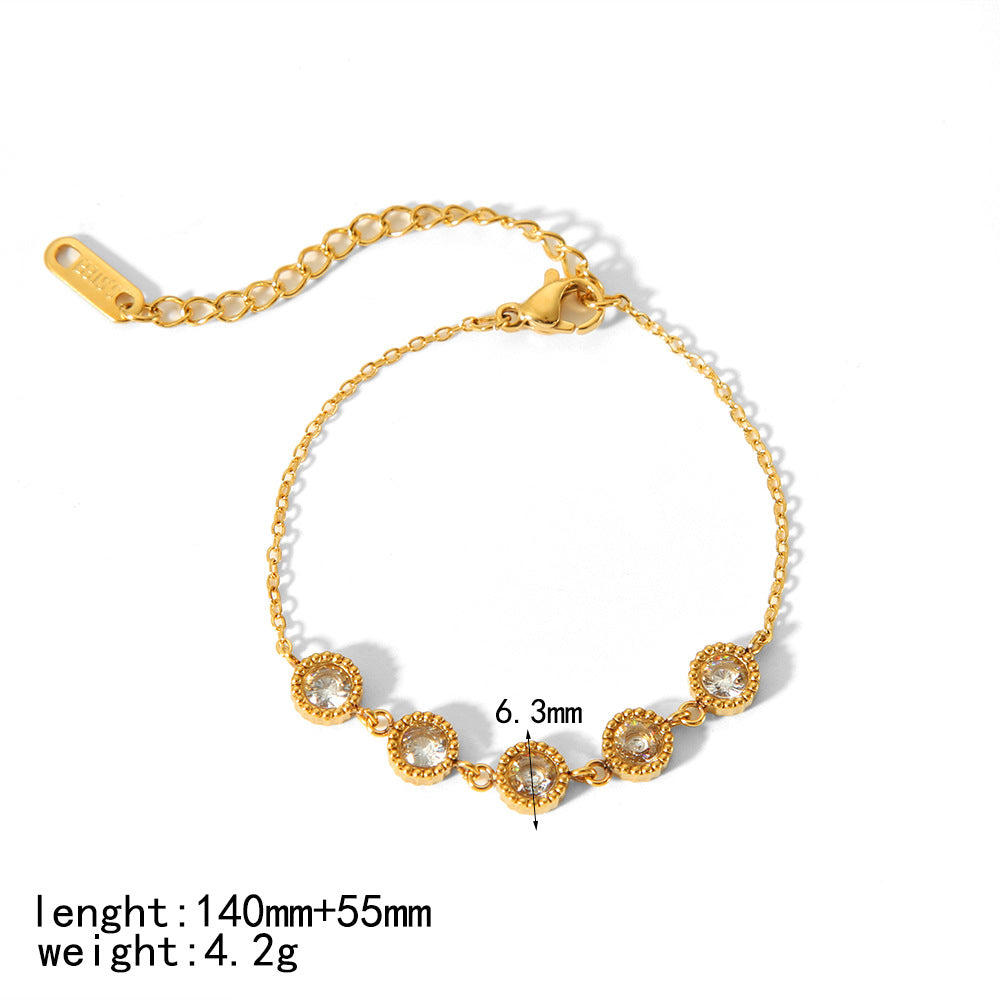 CALORA_ Elegante Geometrische Armband van 18K Verguld Roestvrij Staal met Zirkoon