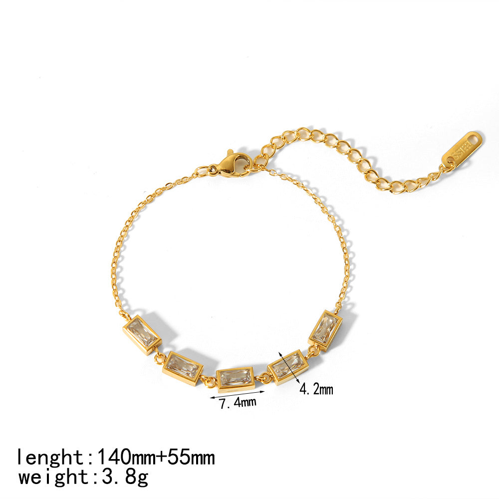 CALORA_ Elegante Geometrische Armband van 18K Verguld Roestvrij Staal met Zirkoon