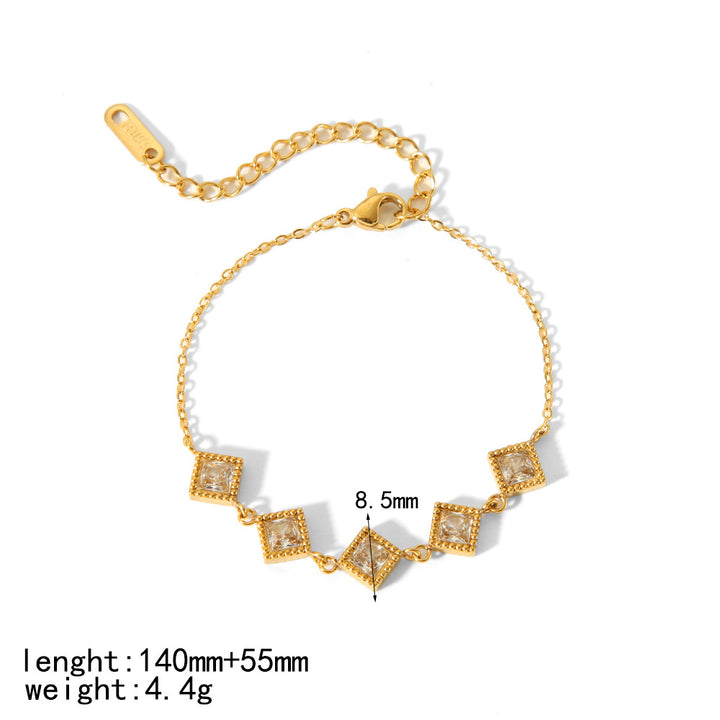 CALORA_ Elegante Geometrische Armband van 18K Verguld Roestvrij Staal met Zirkoon