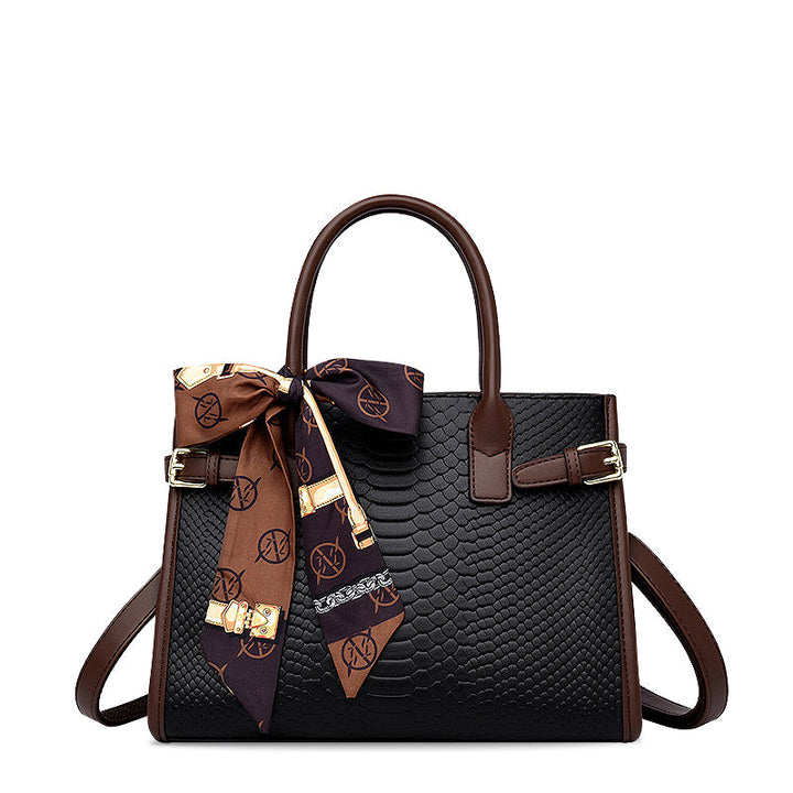 CALORA_ Elegante Handtas van Vegan Leer met Goudkleurige Details en Vakjes