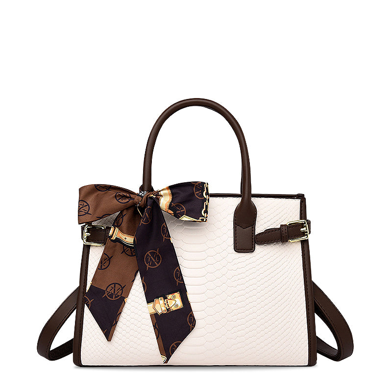 CALORA_ Elegante Handtas van Vegan Leer met Goudkleurige Details en Vakjes