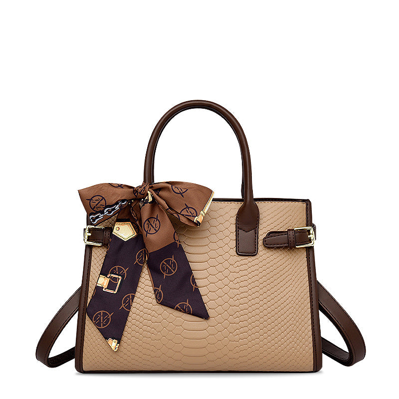 CALORA_ Elegante Handtas van Vegan Leer met Goudkleurige Details en Vakjes