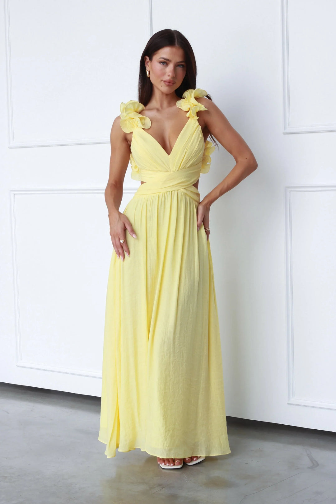 CALORA_ Elegante Jurk Met Diepe V Hals Voor Feest En Date Avond