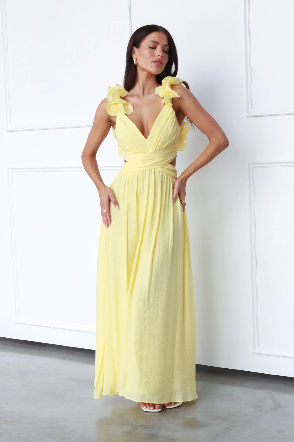 CALORA_ Elegante Jurk Met Diepe V Hals Voor Feest En Date Avond