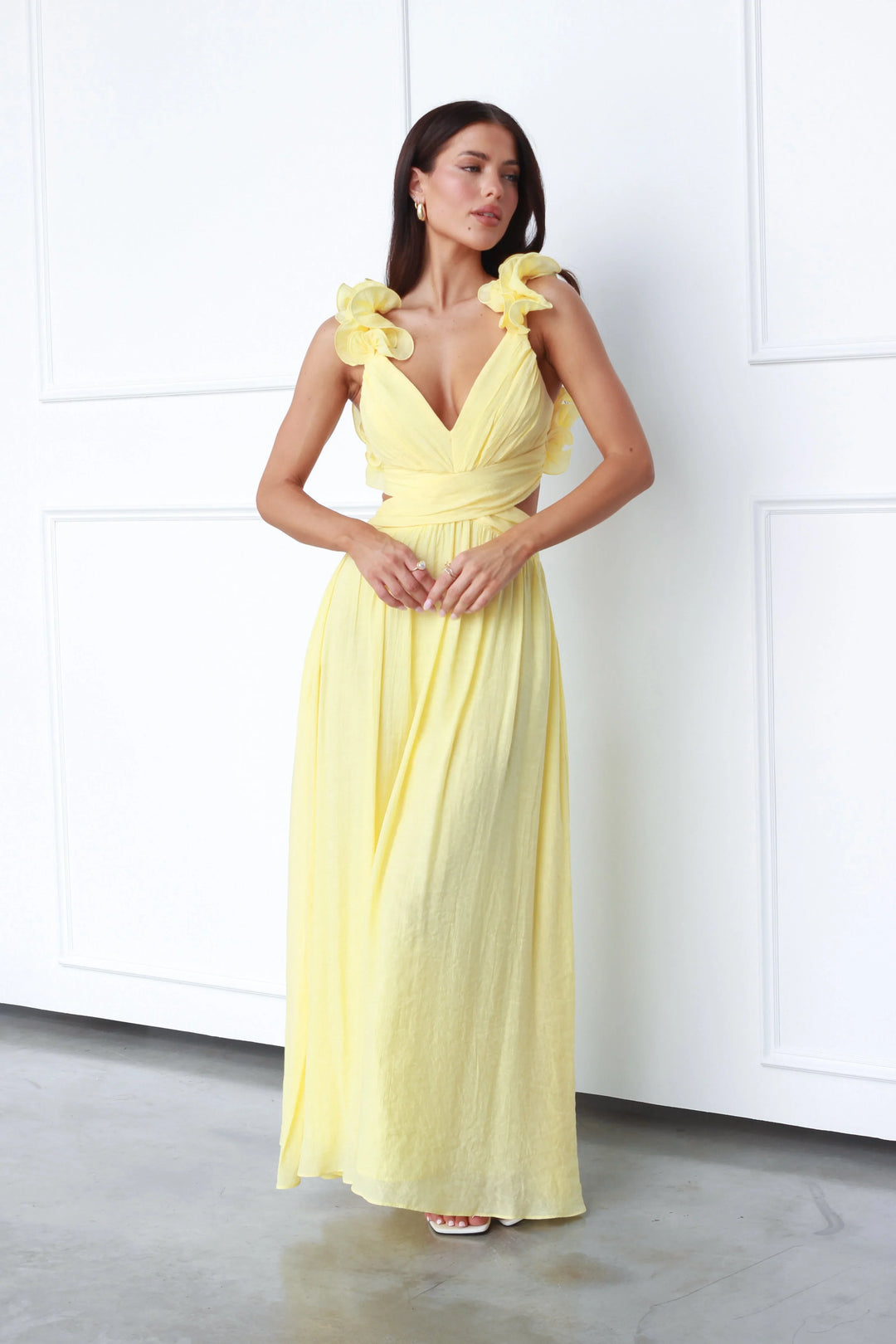 CALORA_ Elegante Jurk Met Diepe V Hals Voor Feest En Date Avond