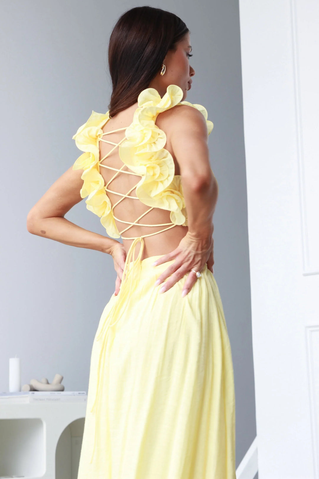 CALORA_ Elegante Jurk Met Diepe V Hals Voor Feest En Date Avond