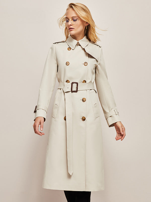 CALORA_ Elegante Klassieke Lange Trenchcoat
