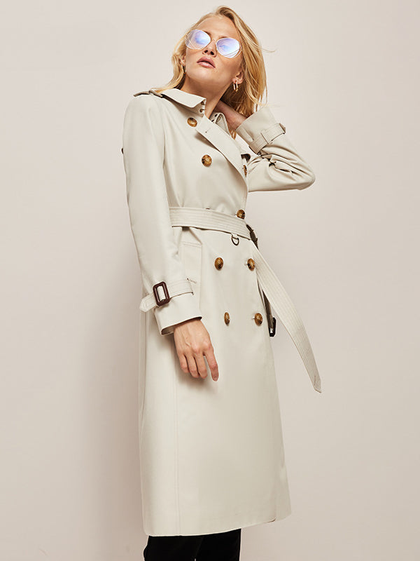 CALORA_ Elegante Klassieke Lange Trenchcoat