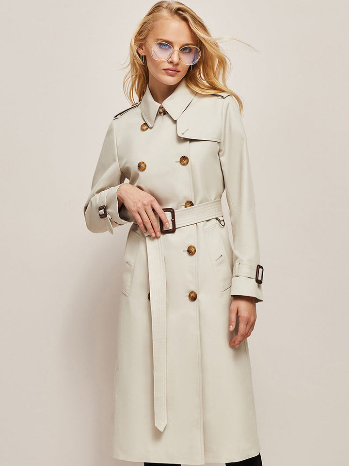 CALORA_ Elegante Klassieke Lange Trenchcoat