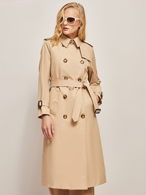 CALORA_ Elegante Klassieke Lange Trenchcoat