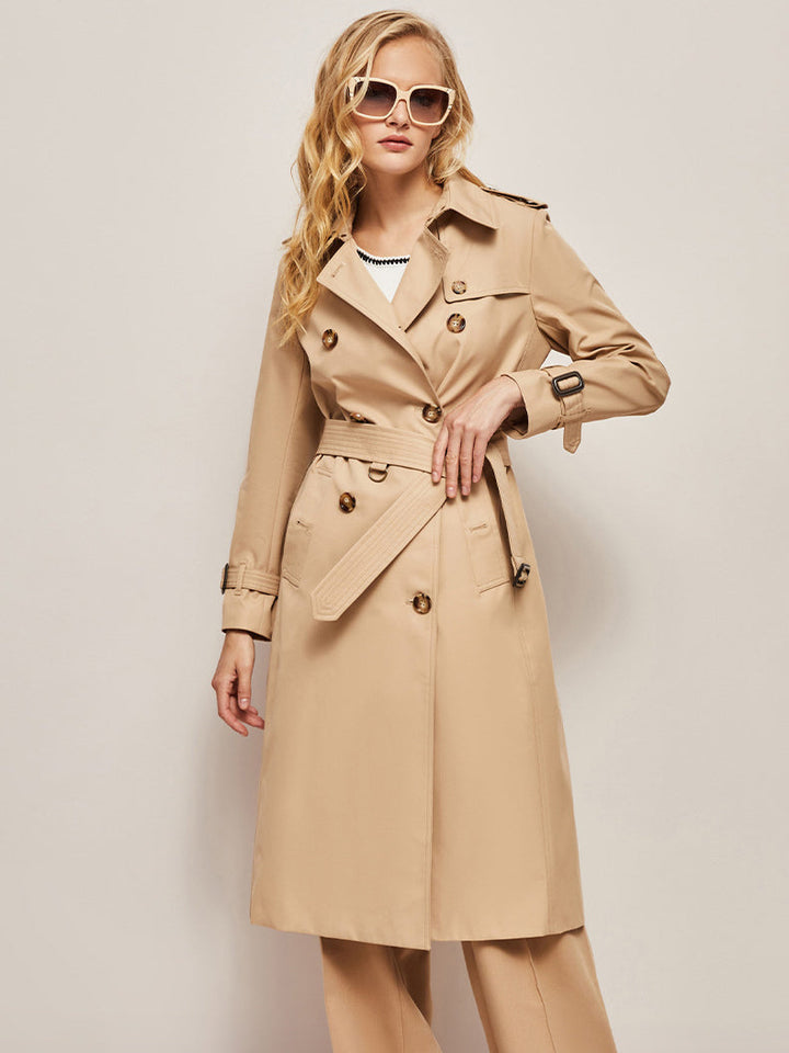 CALORA_ Elegante Klassieke Lange Trenchcoat