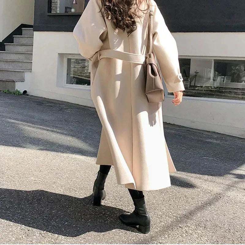 CALORA_ Elegante Lange Trenchcoat voor Vrouwen