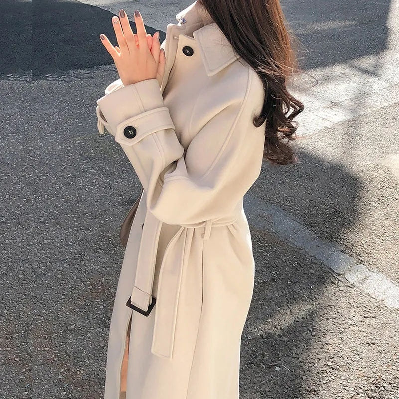 CALORA_ Elegante Lange Trenchcoat voor Vrouwen