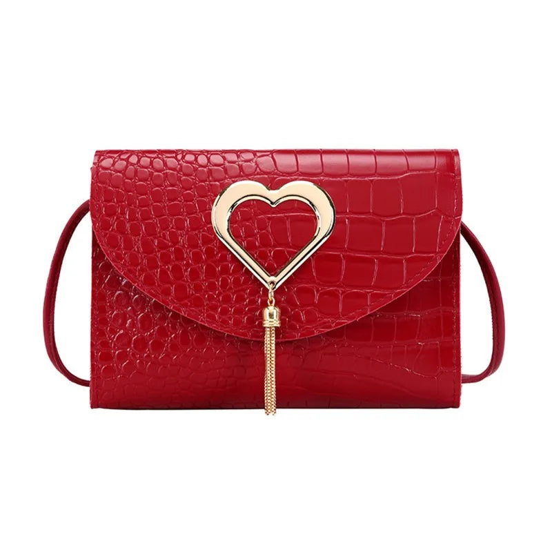 CALORA_ Elegante Leren Handtas met Hart detail