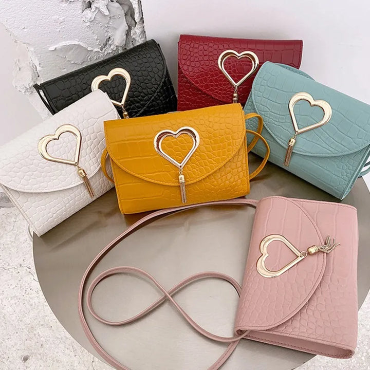 CALORA_ Elegante Leren Handtas met Hart detail