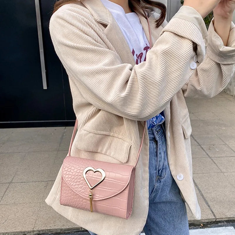 CALORA_ Elegante Leren Handtas met Hart detail