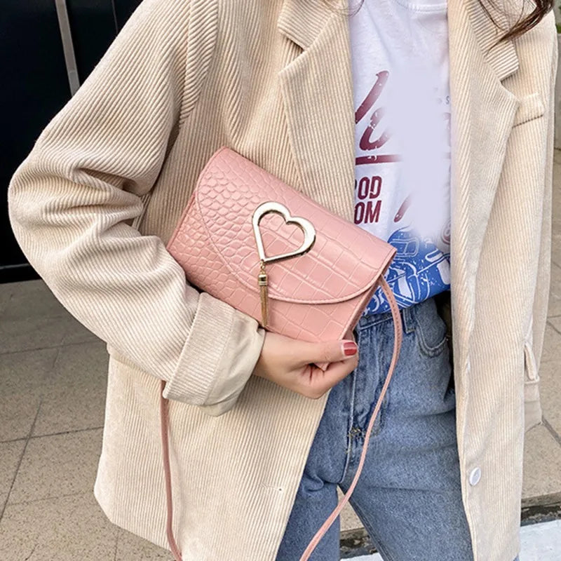 CALORA_ Elegante Leren Handtas met Hart detail