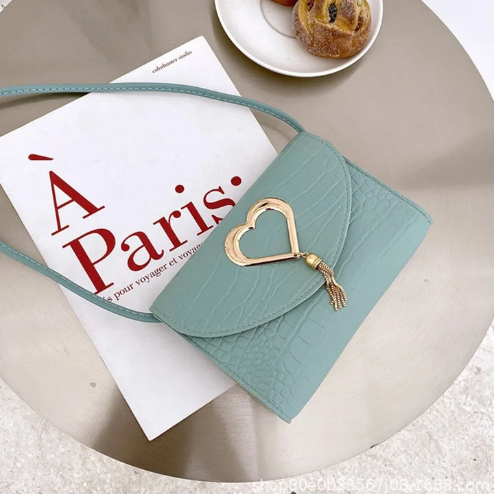 CALORA_ Elegante Leren Handtas met Hart detail