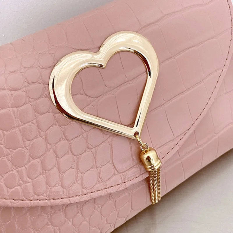 CALORA_ Elegante Leren Handtas met Hart detail
