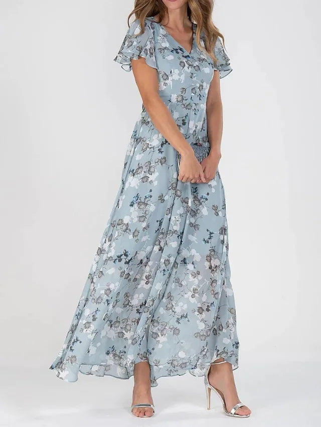 CALORA_ Elegante Midi Jurk Print voor Vrouwen van Viscose