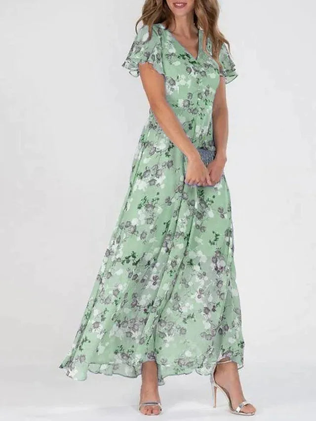 CALORA_ Elegante Midi Jurk Print voor Vrouwen van Viscose